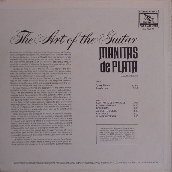 Manitas De Plata - The Art Of The Guitar | Everest Records Archive Of Folk & Jazz Music (FS 343) Manitas De Plata - The Art Of The Guitar | Everest Records Archive Of Folk & Jazz Music (FS 343)