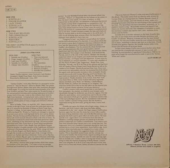 The Jimmy Giuffre 4 - Tangents In Jazz | Affinity (AFF 60) - main