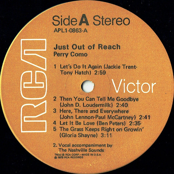 Perry Como - Just Out Of Reach | RCA (APL1-0863) - 3