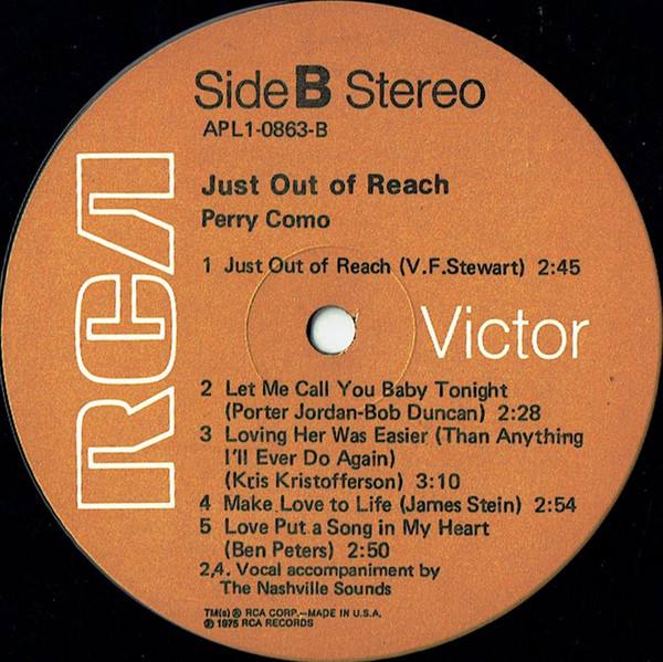 Perry Como - Just Out Of Reach | RCA (APL1-0863) - 4
