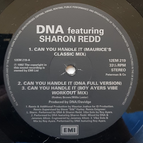 DNA Featuring Sharon Redd - Can You Handle It | EMI (12EM 219) - 3 DNA Featuring Sharon Redd - Can You Handle It | EMI (12EM 219) - 3
