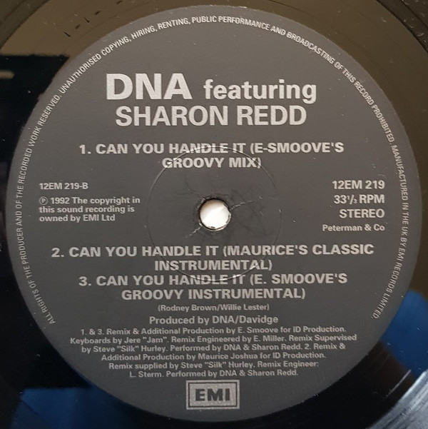 DNA Featuring Sharon Redd - Can You Handle It | EMI (12EM 219) - 4 DNA Featuring Sharon Redd - Can You Handle It | EMI (12EM 219) - 4