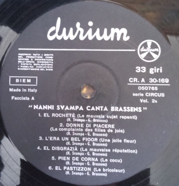 Nanni Svampa - Nanni Svampa Canta Brassens - Volume Secondo | Durium (CR. A 30169) - 3