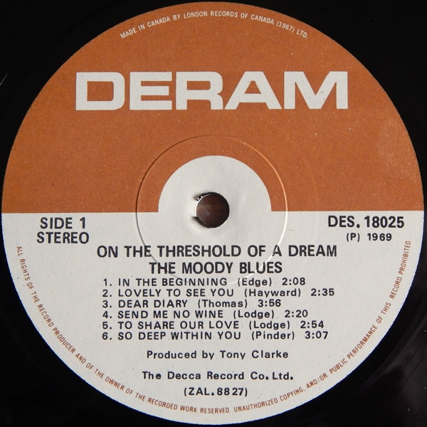 The Moody Blues - On The Threshold Of A Dream | Deram (DES 18025) The Moody Blues - On The Threshold Of A Dream | Deram (DES 18025)