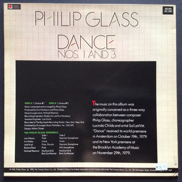 Philip Glass - Dance Nos. 1 And 3 | Tomato (202 834) - 2