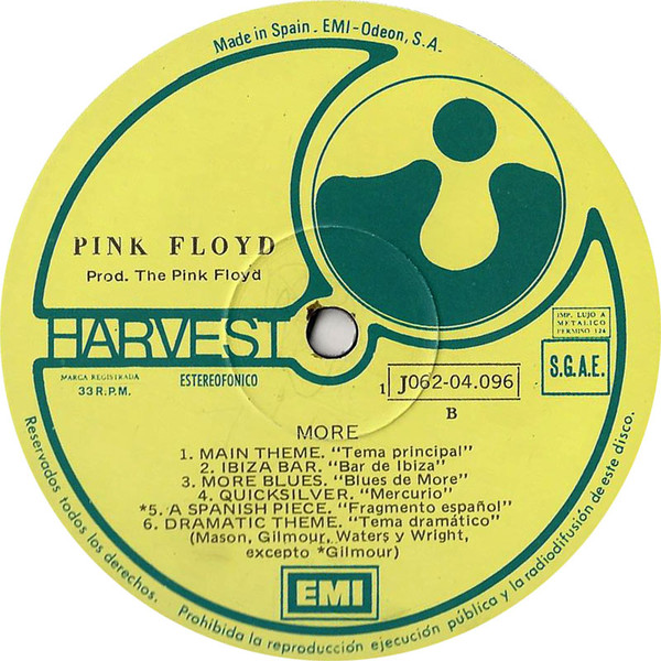 Pink Floyd - Soundtrack From The Film "More" | Harvest (1 J062-04.096) - 4