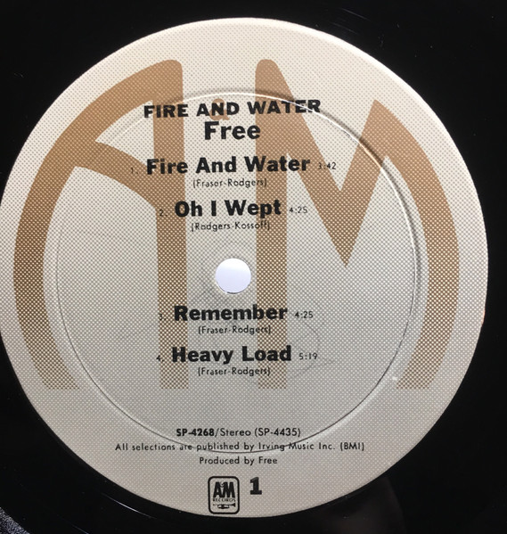 Free - Fire And Water | A&M Records (SP-4268) - 3