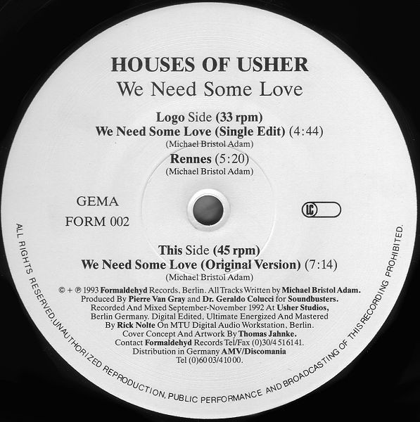 House Of Usher - We Need Some Love | Formaldehyd (FORM 002)