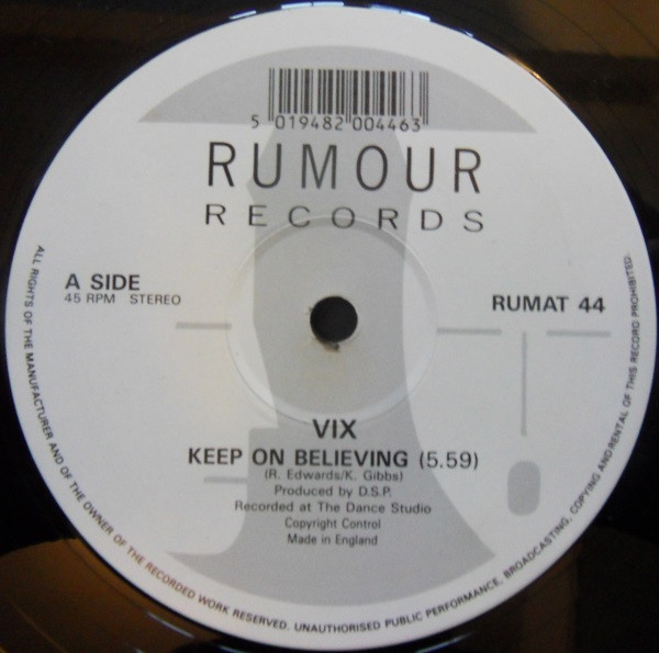 Vix - Keep On Believing | Rumour Records (RUMAT 44)
