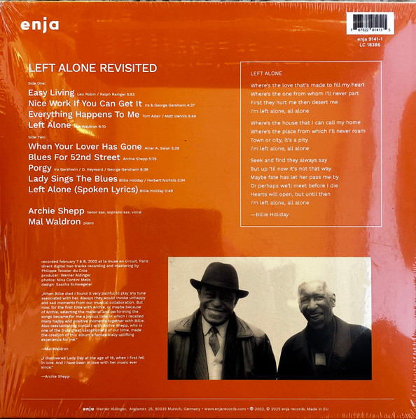 Archie Shepp & Mal Waldron - Left Alone Revisited | Enja Records (enja 9141-1) - 3