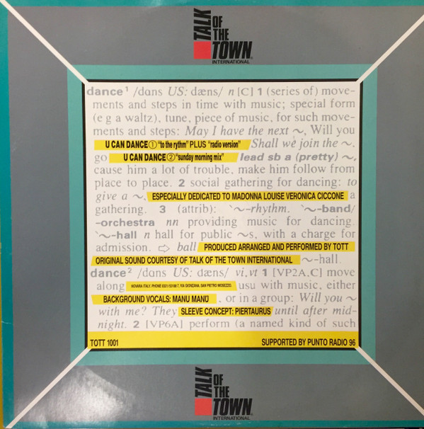 Talk Of The Town - U Can Dance | Talk Of The Town International (TOTT 1001) - 3