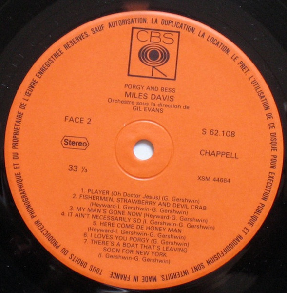 Miles Davis - Porgy And Bess | CBS (S 62 108) - 4