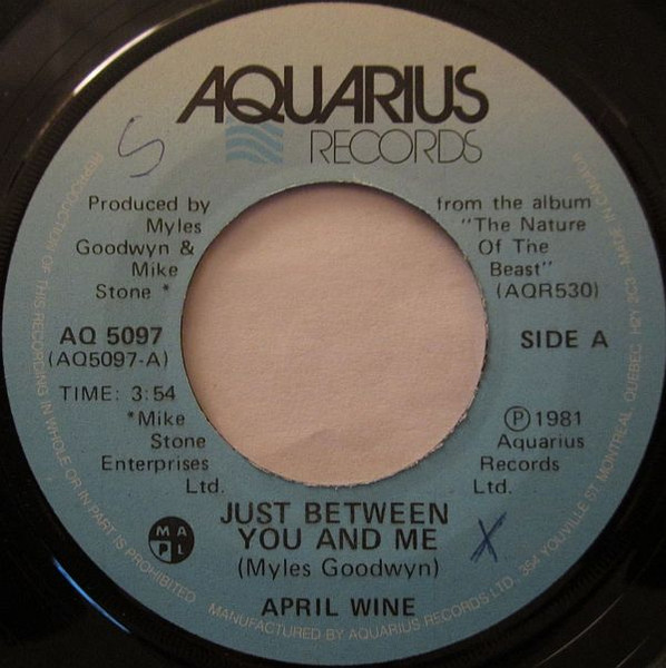 April Wine - Just Between You And Me | Aquarius Records (AQ 5097)