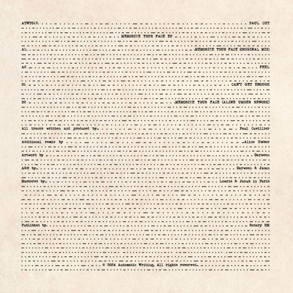 Paul Cut - Memorize Your Face EP | Automatic Writing (ATWT017) - 2