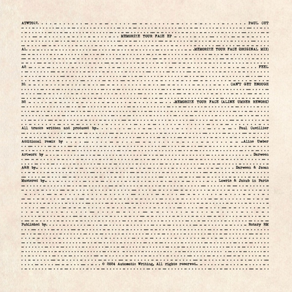 Paul Cut - Memorize Your Face EP | Automatic Writing (ATWT017) - 2