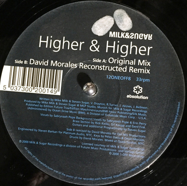 Milk & Sugar - Higher & Higher | 1-Off Recordings (12ONEOFF8) - 2