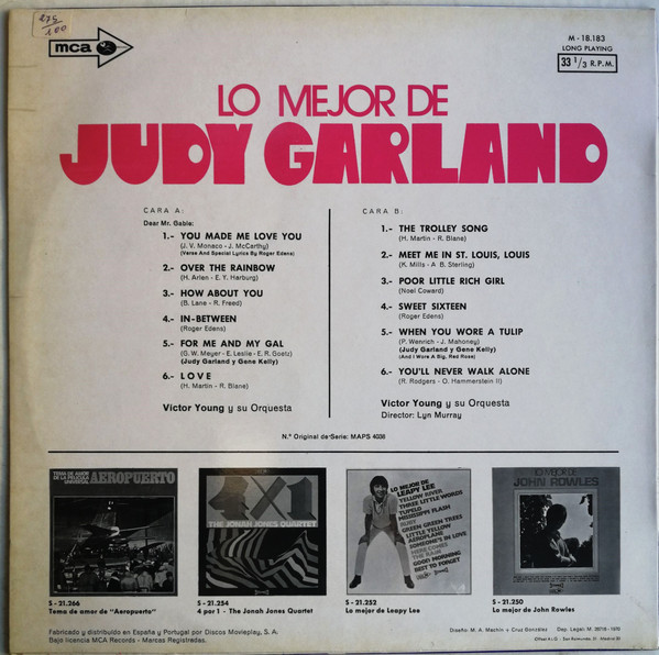 Judy Garland - Lo Mejor De Judy Garland | MCA Records (M-18.183) - 2