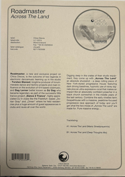 Roadmaster - Across The Land | Chica Discos (CHICA 03) - 2 Roadmaster - Across The Land | Chica Discos (CHICA 03) - 2