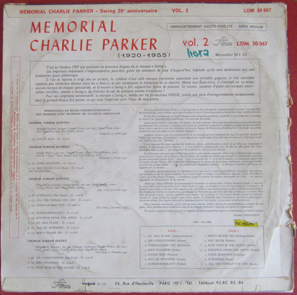 Charlie Parker - Memorial Charlie Parker | Swing (LDM 30.067) - 2