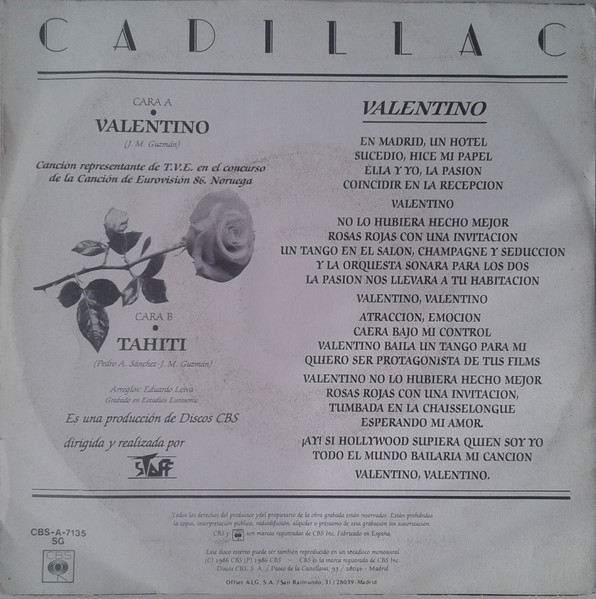 Cadillac - Valentino | CBS (CBS 7135) - 2