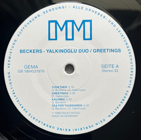 Günther Beckers - Özkan Yalkinoglu - Greetings | Milky-Music (G.B. 1804531979) - 3 Günther Beckers - Özkan Yalkinoglu - Greetings | Milky-Music (G.B. 1804531979) - 3