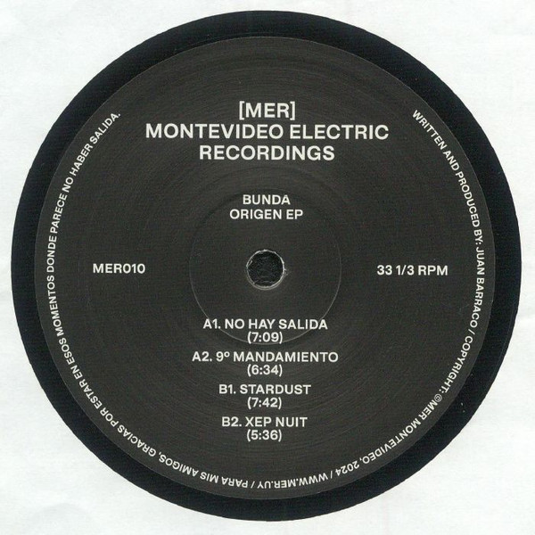 Bunda - Origen EP | Montevideo Electric Recordings (MER010)