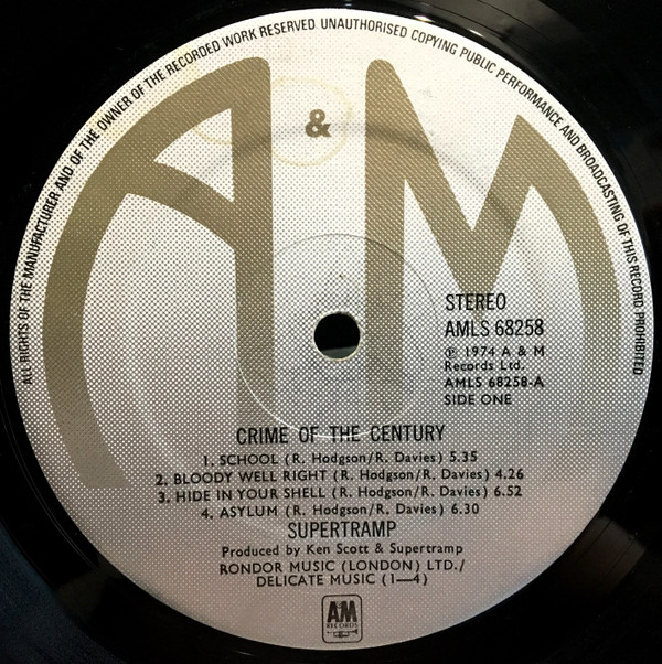 Supertramp - Crime Of The Century | A&M Records (AMLS 68258) - 2 Supertramp - Crime Of The Century | A&M Records (AMLS 68258) - 2