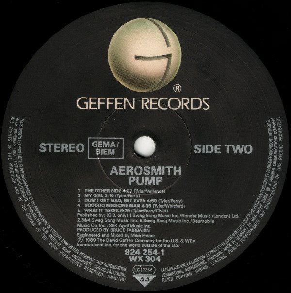 Aerosmith - Pump | Geffen Records (924 254-1) - 4 Aerosmith - Pump | Geffen Records (924 254-1) - 4