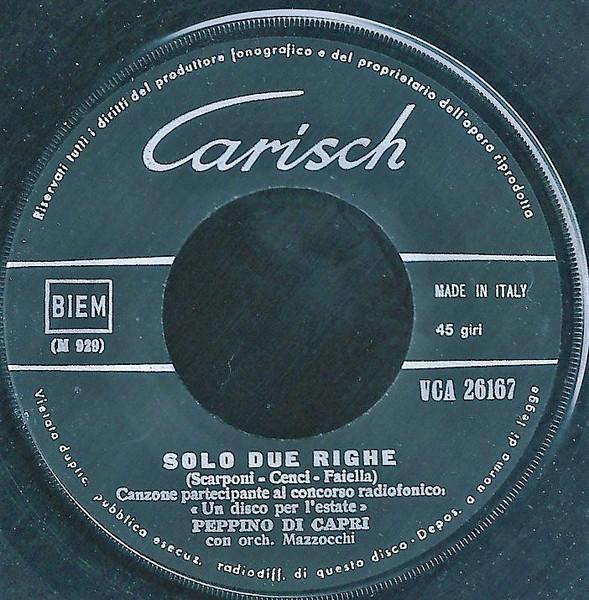Peppino Di Capri - Solo Due Righe | Carisch (VCA 26167) - 2 Peppino Di Capri - Solo Due Righe | Carisch (VCA 26167) - 2