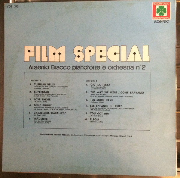 Arsenio Bracco - Film Special / Pianoforte E Orchestra N°2 | Quadrifoglio International (VDS 315) - 2