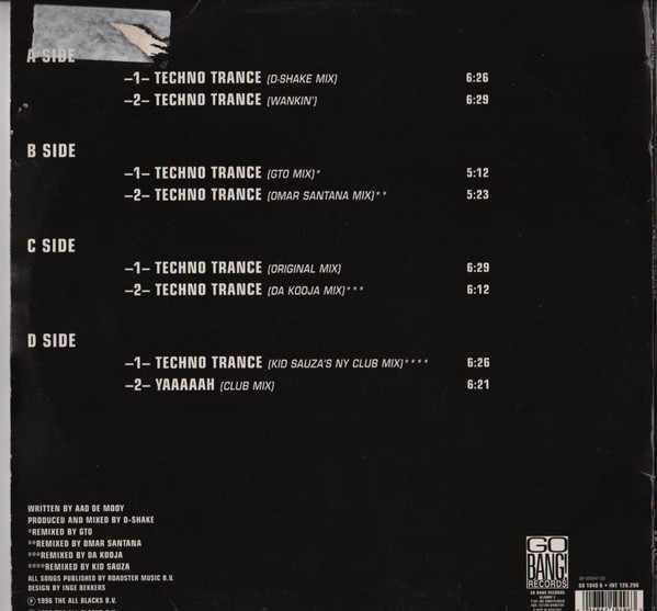 D-Shake - Techno Trance / Yaaaaah ('96 Remixes) | Go Bang! Records (GO 1949 6) - 2