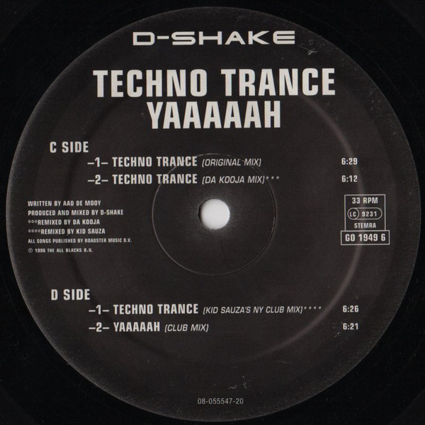 D-Shake - Techno Trance / Yaaaaah ('96 Remixes) | Go Bang! Records (GO 1949 6) - 5