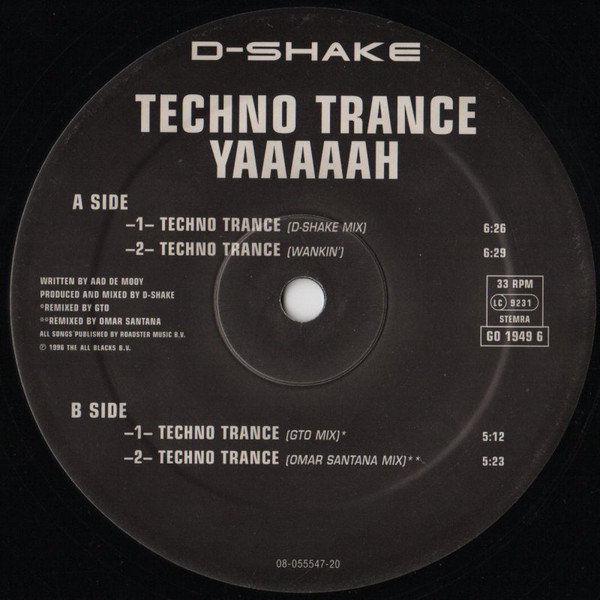 D-Shake - Techno Trance / Yaaaaah ('96 Remixes) | Go Bang! Records (GO 1949 6) - 3
