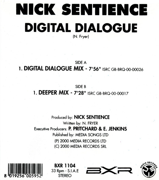 Nick Sentience - Digital Dialogue | BXR (BXR 1104) - 3