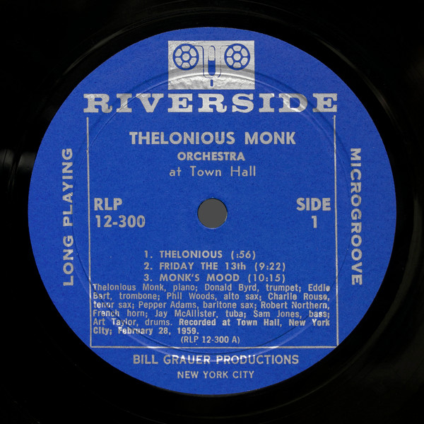 The Thelonious Monk Orchestra - At Town Hall | Riverside Records (RLP 12-300) - 3