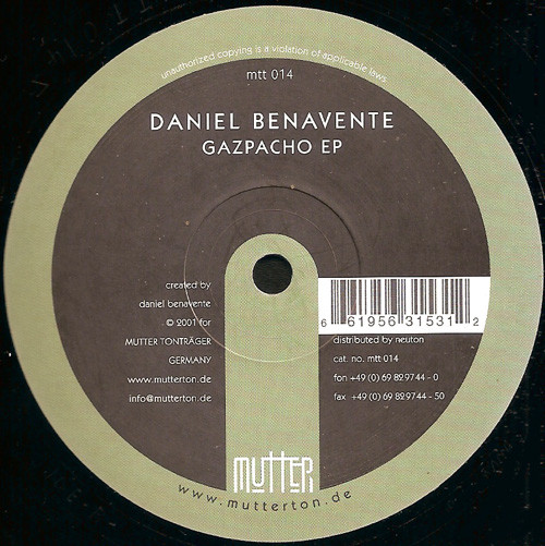Daniel Benavente - Gazpacho EP | Mutter (MTT014) - main