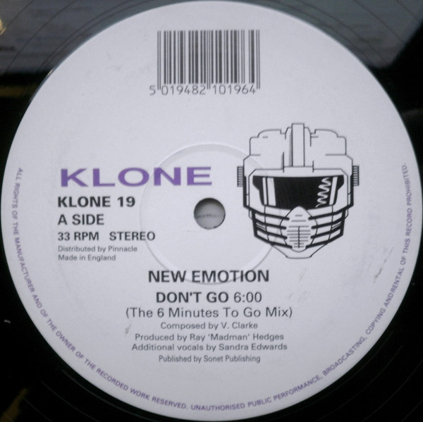 New Emotion - Don't Go | Klone Records (KLONE 19) - main
