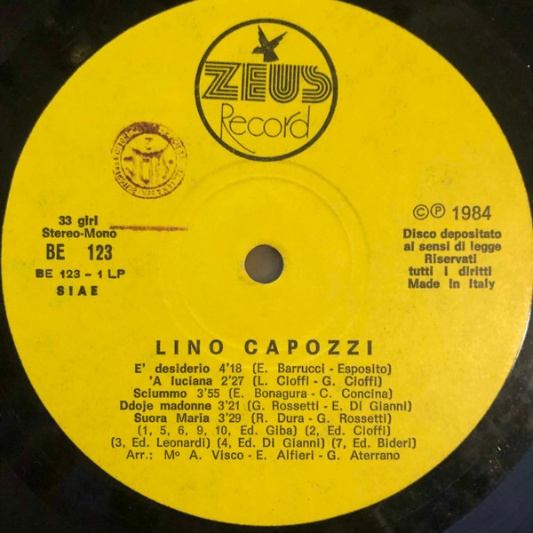 Lino Capozzi - Scusate Il Ritardo | Zeus Record (BE 123) - 4