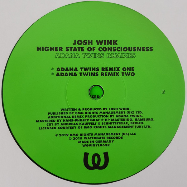 Josh Wink - Higher State Of Conciousness (Adana Twins Remixes) | Watergate Records (WGVINYL063) - main Josh Wink - Higher State Of Conciousness (Adana Twins Remixes) | Watergate Records (WGVINYL063) - main