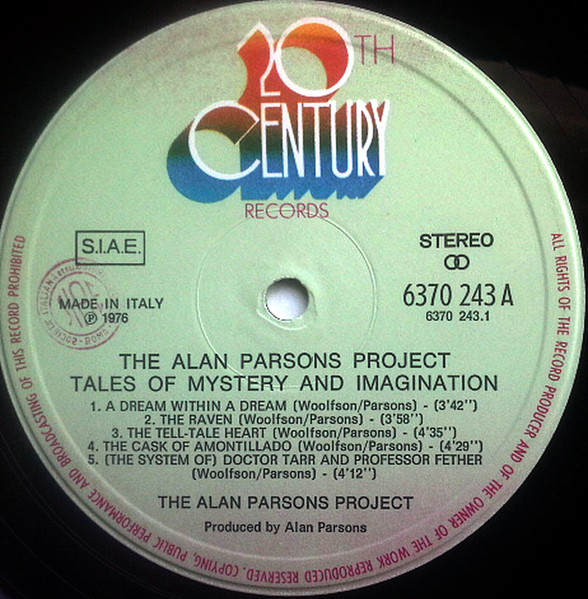 The Alan Parsons Project - Tales Of Mystery And Imagination - Edgar Allan Poe | 20th Century Records (6370 243 A) - 3