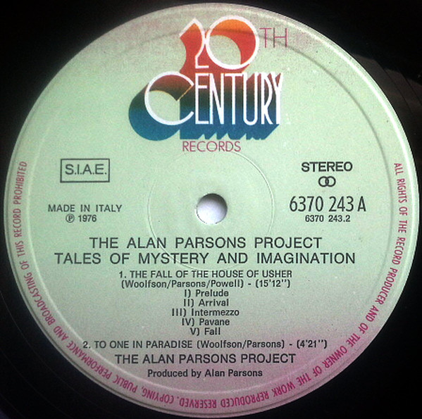 The Alan Parsons Project - Tales Of Mystery And Imagination - Edgar Allan Poe | 20th Century Records (6370 243 A) - 4