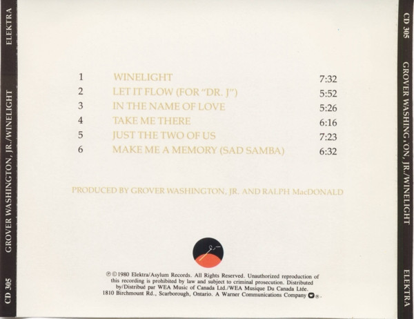 Grover Washington, Jr. - Winelight | Elektra (CD 305) - 2