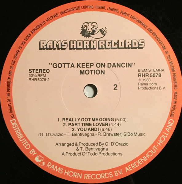 Motion - Gotta Keep On Dancin' | Rams Horn Records (RHR 5078) - 4