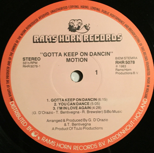 Motion - Gotta Keep On Dancin' | Rams Horn Records (RHR 5078) - 3