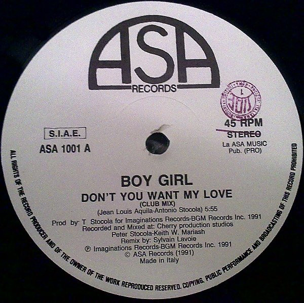 Boy Girl - Don't You Want My Love | ASA Records (ASA 1001)