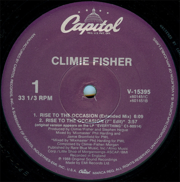 Climie Fisher - Rise To The Occasion | Capitol Records (V-15395)