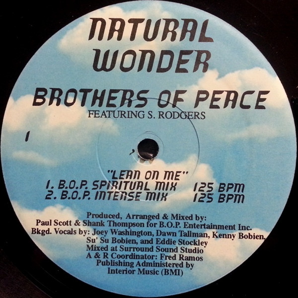 B.O.P. Featuring Sally Rodgers - Lean On Me | Natural Wonder (WON 4002) - 2