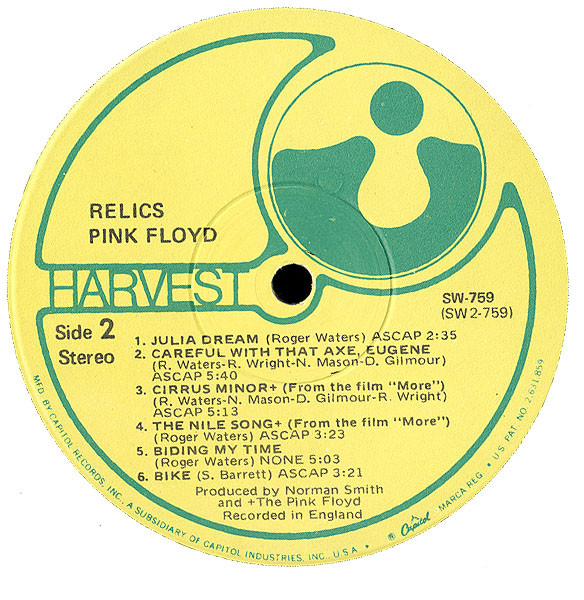Pink Floyd - Relics - A Bizarre Collection Of Antiques & Curios | Harvest (SW-759) - 4 Pink Floyd - Relics - A Bizarre Collection Of Antiques & Curios | Harvest (SW-759) - 4