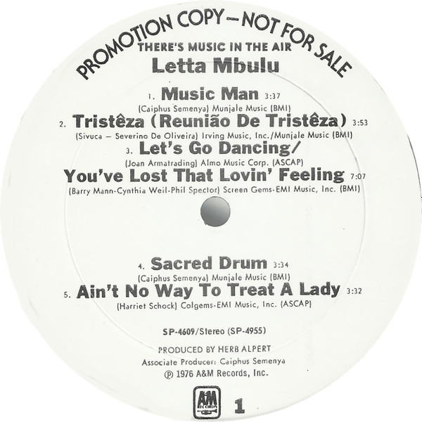 Letta Mbulu - There's Music In The Air | A&M Records (SP-4609) - 2 Letta Mbulu - There's Music In The Air | A&M Records (SP-4609) - 2