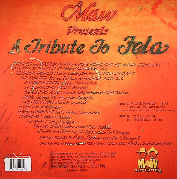 Masters At Work - A Tribute To Fela | MAW Records (MAW-027) - 2